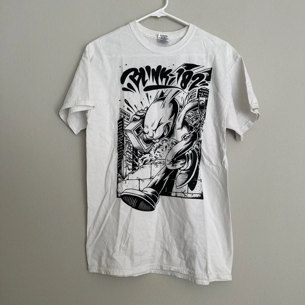 Rare‎ Blink 182- 10th Anniversary Tour 2013 Bunny Rabbit Running White Med Shirt
